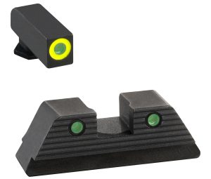AmeriGlo GL821 Trooper Sight Set for Glock  Green Tritium LumiGreen Outline Front Sight-Green Tritium Black Outline Rear Sight
