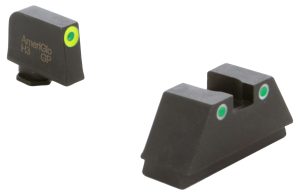 AmeriGlo GL333 Optic Compatible Sight Set for Glock  XL Tall Green Tritium LumiGreen Outline Front Sight-Green Tritium White Outline Rear Sight