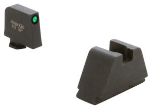 AmeriGlo GL811 Optic Compatible Sight Set for Glock  3XL Tall Green Tritium Black Outline Front Sight-Black Rear Sight