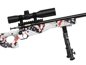 Crickett KSA2153 Precision Complete Package 22 LR 1rd 16.12" Blued American Flag & Amendment Fixed Thumbhole Stock Right Hand (Youth)