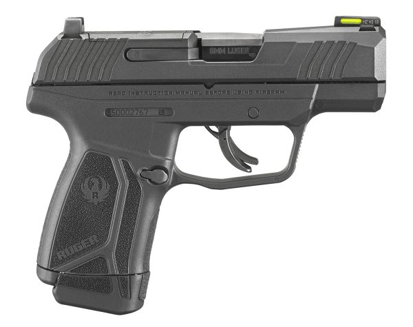 Ruger 3502 Max-9  9mm Luger 10+1 3.20" Black Nitride Alloy Steel Barrel, Black Oxide Optic Ready/Serrated Steel Slide, Black Polymer Frame Black Hogue HandALL Rubber Grip, Right Hand