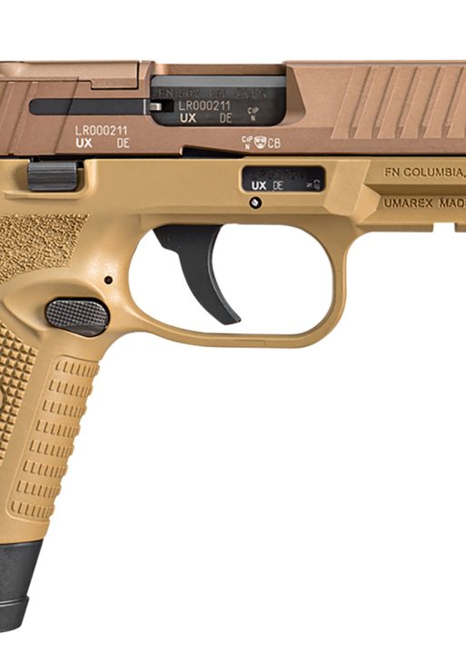 FN 66101006 502 Tactical 22 LR 10+1/15+1, 4.60" Black Steel Threaded Barrel, Flat Dark Earth Optic Ready/Serrated Slide & Polymer Frame w/Picatinny Rail, FDE Textured Polymer Grip, Ambidextrous