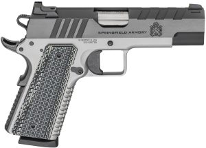 Springfield Armory PX9218L 1911 Emissary 45 ACP 8+1 4.25" Bull Barrel, Stainless Steel Frame w/Beavertail , Tri-Top Cut Blued Carbon Steel Slide, Black VZ Thin-Line G10 Grip