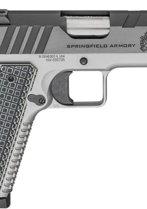 Springfield Armory PX9218L 1911 Emissary 45 ACP 8+1 4.25" Bull Barrel, Stainless Steel Frame w/Beavertail , Tri-Top Cut Blued Carbon Steel Slide, Black VZ Thin-Line G10 Grip