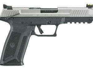 Ruger 16408 Ruger-5.7  Exclusive Finish 5.7x28mm 20+1 4.94" Black Nitride Steel Barrel, Savage Cerakote Serrated Steel Slide, Black Polymer Frame w/Picatinny Rail, Black Polymer Grip, Right Hand