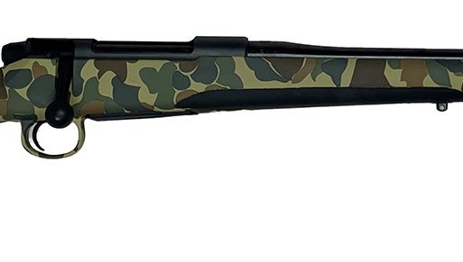 Mauser M18OS7MT M18  7mm Rem Mag 4+1 24.40" Black Steel Threaded Barrel, Black Steel Receiver, Old School Camo Fixed w/Storage Compartment Stock, Right Hand