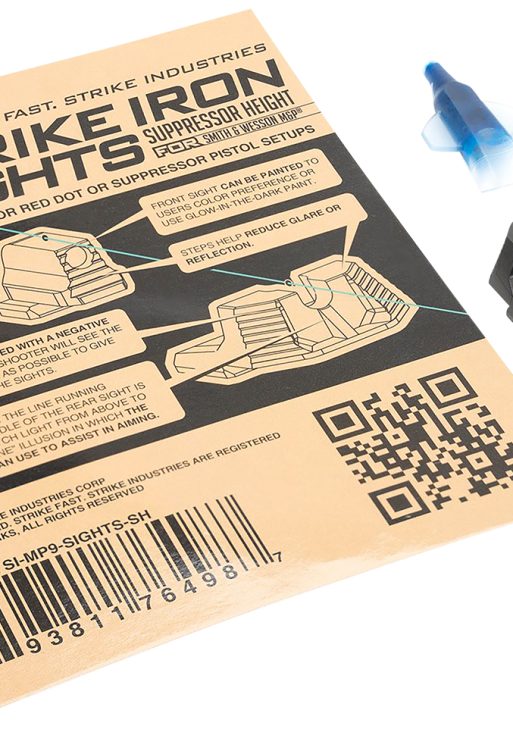 Strike Industries MP9SIGHTSSH Strike Iron Sights  Black/Blank Front Sight Black/Blank Rear Sight Smith & Wesson M&P/M&P M2.0 Suppressor Height