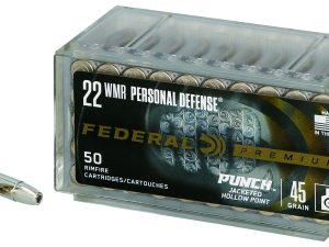 Federal PD22WMR1 Premium Personal Defense Punch 22WMR 45gr Jacketed Hollow Point 50 Per Box/60 Case