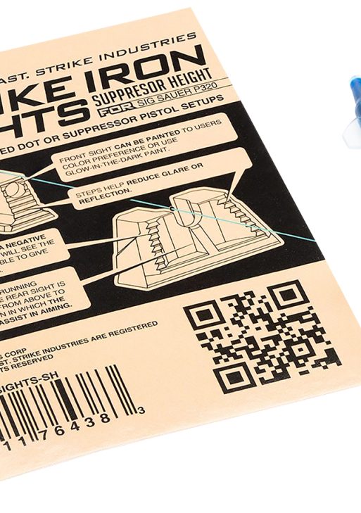Strike Industries P320SIGHTSSH Strike Iron Sights  Black/Blank Front Sight Black/Blank Rear Sight Sig Sauer P320 with Rear Dovetail Suppressor Height
