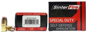 SinterFire Inc SF45155SD Special Duty (SD)  45ACP 155gr Lead Free Frangible Hollow Point 20 Per Box/10 Case
