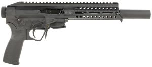 Patriot Ordnance Factory 01837 Rebel  22 LR 8" Barrel w/Faux Suppressor, Black Anodized Upper Receiver/Polymer Lower, 7" M-LOK Free-Float Handguard, QD Endcap, MFT Grips, Accepts 10/22 Magazines