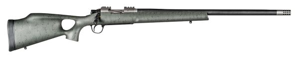 Christensen Arms 8010800106 Summit TI  Full Size 6.5 PRC 3+1, 24" Natural Titanium Steel Threaded Barrel, Natural Titanium Aluminum Receiver, Green w/Black Webbing Fixed Thumbhole Stock