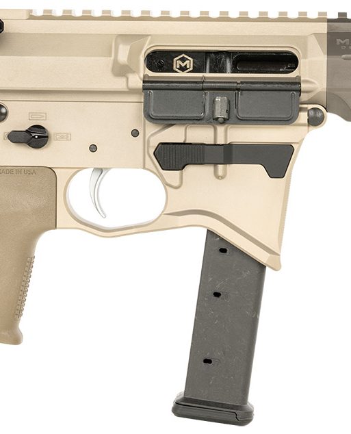 Maxim Defense MXM48173 CPS MD9 9mm Luger Caliber with 5.50" Barrel, Arid Brown Anodized Metal Finish, Black Maxim CQB Brace & Polymer Grip Right Hand
