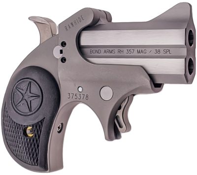 Bond Arms BARHR Rawhide  38 Special/357 Mag 2 Shot 2.50" Rough Matte Stainless Steel Barrel & Frame, Black Rubber Grips