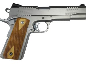 Rock Island 56828 Rock  Full Size 9mm Luger 10+1, 5" Stainless Steel Barrel & Serrated Slide, Matte Stainless Steel Frame w/Beavertail, Wood Double Checkered Grip