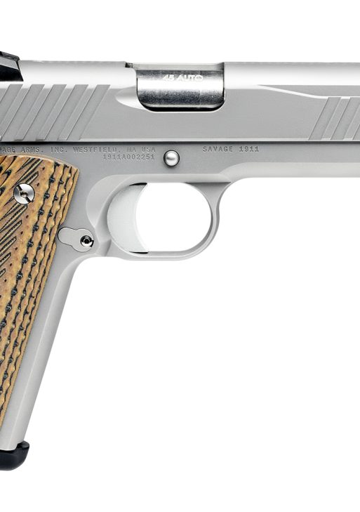 Savage Arms 67202 1911 Government 45 ACP 8+1 5" Stainless Steel Target Crown Barrel, Stainless Steel Serrated Slide, Matte Stainless Steel Frame w/Beavertail, Ambidextrous