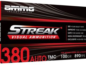 Ammo Inc 380100TMCSTRKRED50 Streak Visual (RED)  380ACP 100gr Total Metal Case 50 Per Box/20 Case