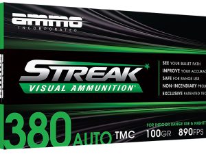 Ammo Inc 380100TMCSTRKGRN50 Streak Visual (GREEN)  380ACP 100gr Total Metal Case 50 Per Box/20 Case