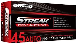 Ammo Inc 45230TMCSTRKRED50 Streak Visual (RED)  45ACP 230gr Total Metal Case 50 Per Box/20 Case