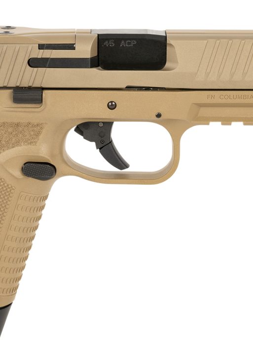 FN 66101386 545 Tactical 45 ACP 10+1 4.71" Black Target Crown/Threaded Steel Barrel, Flat Dark Earth PVD Optic Cut/Serrated Slide & Polymer Frame w/Picatinny Rail, Ambidextrous