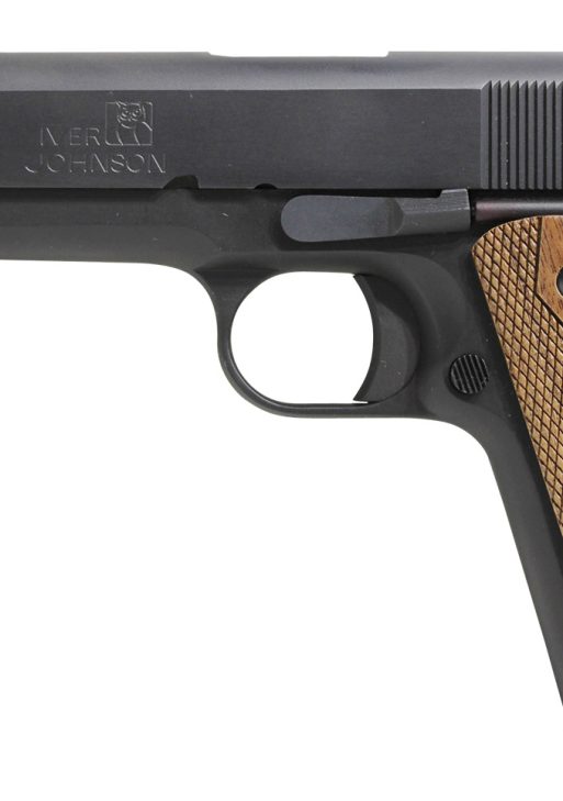 Iver Johnson Arms 1911A1938 1911 A1  38 Super 9+1 5" Black Steel Barrel, Matte Blued Serrated Steel Slide & Frame w/Beavertail, Double Diamond Checkered Walnut Grip