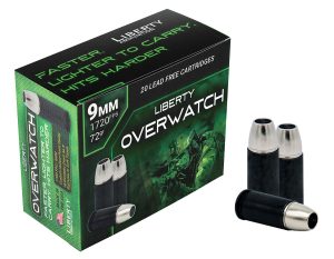 Liberty Ammunition LAOW9MM721700 OverWatch  9mmLuger 72gr Open Cavity Design 20 Per Box/50 Case