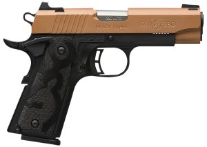 Browning 051988492 1911-380 Black Label Compact Frame 380 ACP 8+1, 3.63" Matte Stainless Steel Barrel, Copper Cerakote Serrated Stainless Steel Slide, Matte Black Polymer Frame w/Beavertail