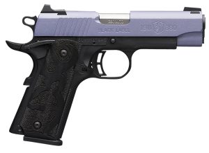 Browning 051986492 1911-380 Black Label Compact Frame 380 ACP 8+1, 3.63" Matte Stainless Steel Barrel, Crushed Orchid Cerakote Serrated Stainless Steel Slide, Matte Black Polymer Frame w/Beavertail