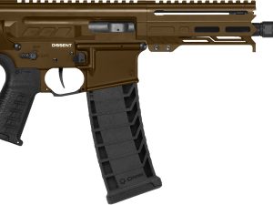CMMG 94A6867MB Dissent MK4 9mm Luger 33+1 6.50", Midnight Bronze Rec, Picatinny Brace Adapter, 5.50" M-LOK Handguard, Left Side Charging Handle, Zeroed Linear Comp, Zeroed Drop-In Single Stage Trigger