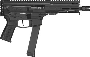 CMMG 99A68A2AB Dissent MKGS 9mm Luger 33+1 6.50", Black, Picatinny Brace Adapter, 5.50" M-LOK Handguard, Left Side Charging Handle, Zeroed Linear Comp, TriggerTech Trigger (Glock Mag Compatible)