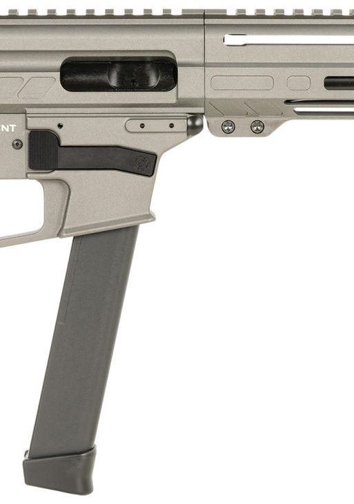 CMMG 99A68A2TNG Dissent MKGS 9mm Luger 33+1 6.50", Tungsten Gray Rec, Picatinny Brace Adapter, 5.50" M-LOK Handguard, Left Side Charging Handle, Zeroed Linear Comp, TriggerTech Trigger