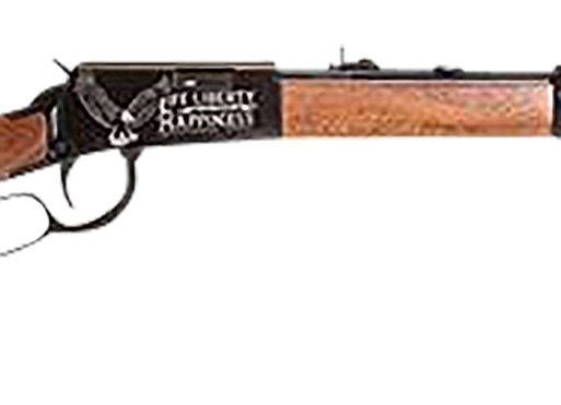 Rossi RL22181WDEN19 Rio Bravo  Full Size 22 LR 15+1 18" Polished Black Steel Barrel, Polished Black w/July 4 Eagle Engraving Aluminum Receiver, Fixed German Beechwood Wood Stock