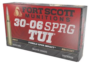 Fort Scott Munitions 3006168SCV Tumble Upon Impact (TUI) Rifle 30-06Springfield 168gr Solid Copper Spun 20 Per Box/10 Case