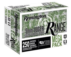 Remington Ammunition R23965 Range Mega Pack 9mmLuger 115gr Full Metal Jacket 250 Per Box/4 Case