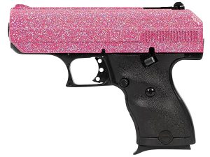 Hi-Point 916PISP C9  9mm Luger 8+1 3.50" Black Steel Barrel, Hydro-Dipped Pink Sparkle Serrated Slide, Black Polymer Frame, Black Polymer Grips