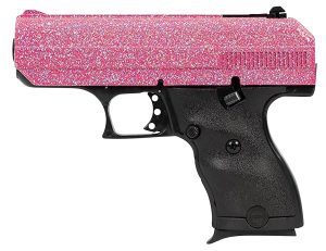 Hi-Point 916PISP C9  9mm Luger 8+1 3.50" Black Steel Barrel, Hydro-Dipped Pink Sparkle Serrated Slide, Black Polymer Frame, Black Polymer Grips