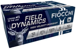 Fiocchi 12HV9P Field Dynamics  12Gauge 2.75" 9Pellets 00Buck Shot 10 Per Box/25 Case