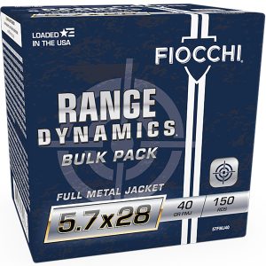 Fiocchi 57FMJ40 Range Dynamics  5.7x28mm 40gr Full Metal Jacket 150 Per Box/3 Case *Bulk