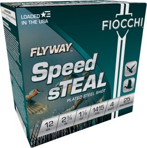 Fiocchi 12FST4 Flyway Speed Steel 12Gauge 2.75" 1 1/8oz 4Shot 25 Per Box/10 Case