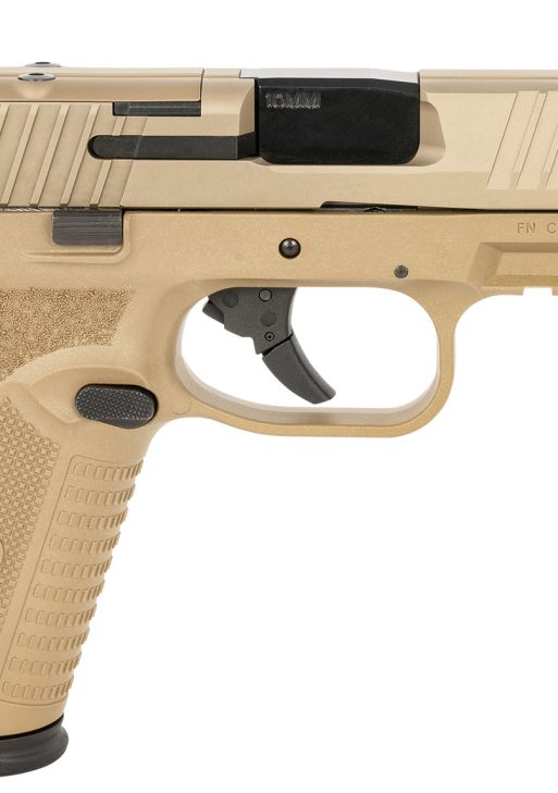 FN 66101380 510 MRD Full Size 10mm Auto 15+1, 4.10" Black Target Crown Steel Barrel, Flat Dark Earth PVD Optic Cut/Serrated Steel Slide & Polymer Frame w/Picatinny Rail, Ambidextrous