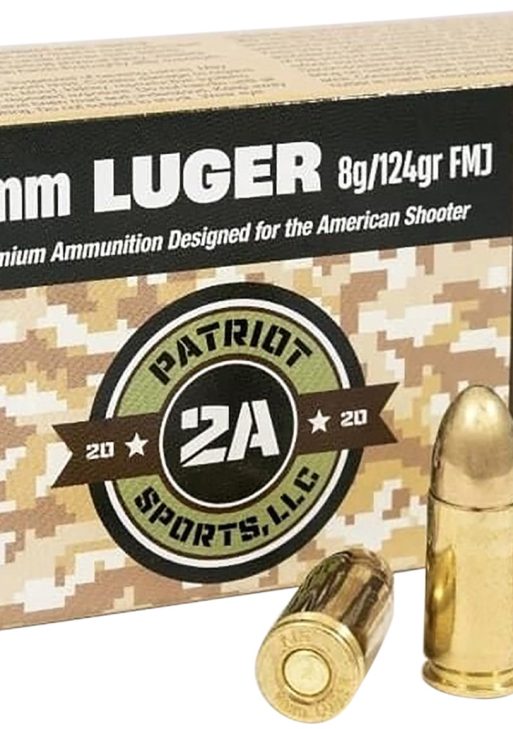 PATRIOT SPORTS LLC P9MM124F   9mmLuger 124gr Full Metal Jacket 50 Per Box/20 Case