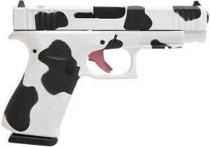 Glock PA4850204FRMOSMOO G48 Gen5 MOS Slim Compact Frame 9mm Luger 10+1 4.17" Black GMB Barrel, Cow Print Cerakote MOS Cut/Serrated Steel Slide, Polymer Frame w/Beavertail & Textured Grip