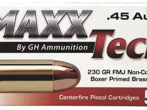 MaxxTech PTGB45B Brass Pistol  45ACP 230gr Full Metal Jacket 50 Per Box/10 Case