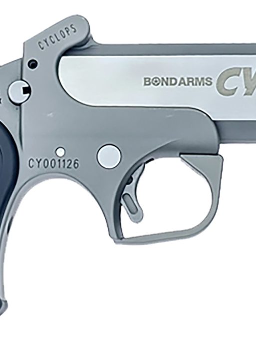 Bond Arms BACY Cyclops Big Bore 44 Mag 1rd, 4.25" Matte Stainless Steel w/Engraved Barrel, Matte Stainless Steel Frame, Black Extended B6 Resin Grip