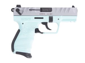 Walther Arms 5050525 PD380  380 ACP 9+1 3.70" Black Steel Barrel, Nickel Serrated Steel Slide, Angel Blue Polymer Frame, Textured Wraparound Grip