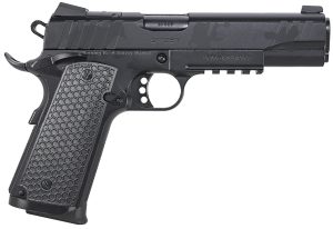 Girsan 391159 MC1911 S Influencer Full Size 38 Super 9+1 5" Black Steel Barrel, Black Camo Optic Ready/Serrated Steel Slide & Frame w/Picatinny Rail & Beavertail, Black Polymer Grip