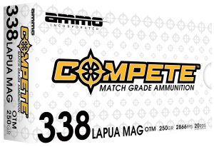 Ammo Inc 338LM250BTHPA20 Compete  338LapuaMag 250gr Open Tip Match 20 Per Box/10 Case