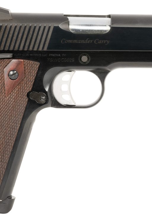 Tyler Gun Works TGWCMBL45 Custom 1911 Commander 45 ACP 7+1 4.25" Stainless Match Grade Barrel, Blued Serrated Steel Slide, Blued Steel Frame w/Beavertail, Walnut Grip