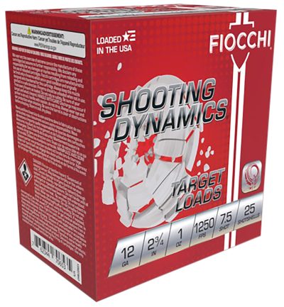 Fiocchi 12SD1X75 Shooting Dynamics  12Gauge 2.75" 1oz 7.5Shot 25 Per Box/10 Case