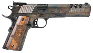 Iver Johnson Arms EAGLEXL10CC Eagle XL Full Size Frame 10mm Auto 8+1 6" Black Ported Barrel, Color Case Hardened Serrated Steel Slide & Frame w/Beavertail, Diamondwood Walnut w/Integrated Logo Grip